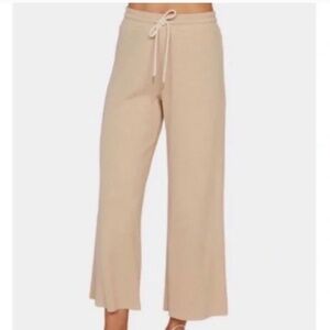 Mate the Label Organic Thermal Waffle Knit Wide Leg Crop Pant Size Small